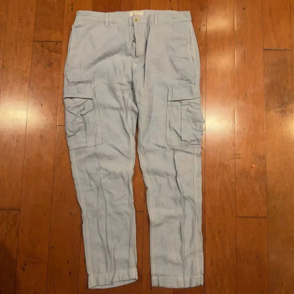 Banana Republic Linen-Blend Cargo Pants Light Blue Size 34x32